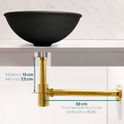 Sifão Copo Dourado Metal E Válvula Click 1 1/4 Ralo Pia Kit B