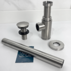 Sifão Copo E Valvula Click 7/8 Inox Escovado Kit Banheiro Lux
