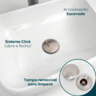 Sifão Copo E Valvula Click 7/8 Inox Escovado Kit Banheiro Lux