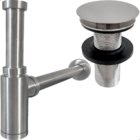 Sifão Copo E Valvula Click 7/8 Inox Escovado Kit Banheiro Lux