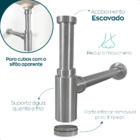 Sifão Copo Inox Escovado 7/8 Pia Suspensa Banheiro Sifao Quad