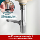 Sifão Copo Metal Cromado 7/8 Para Cuba Aparente Pia Suspensa