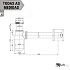 Sifão Copo Metal Cromado Para Lavatório Inox 7/8