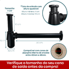 Sifao Copo Preto Metal 1 1/4 Pol E Valvula Click Ralo Pia Ban