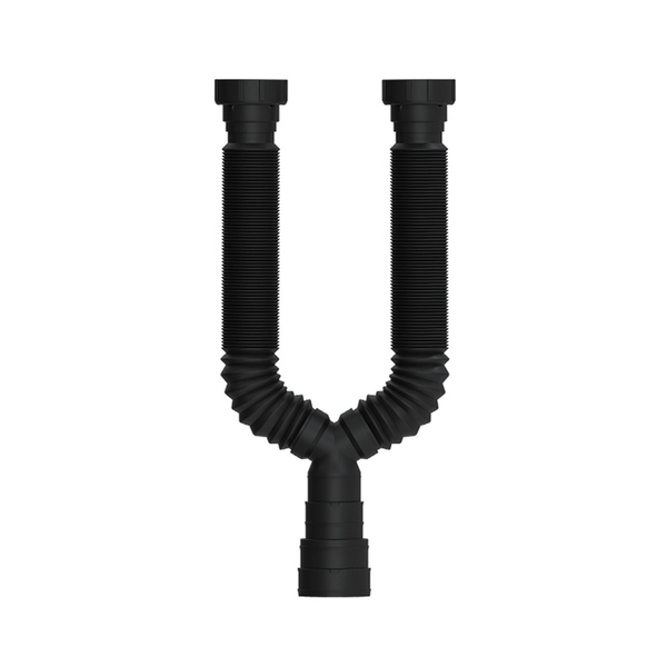 Sifão Duplo Sanfonado Extensível Blukit 70cm Preto Universal