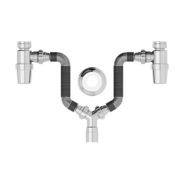 Sifão Duplo Sanfonado Extensível Censi Com Copo Horizontal Cr