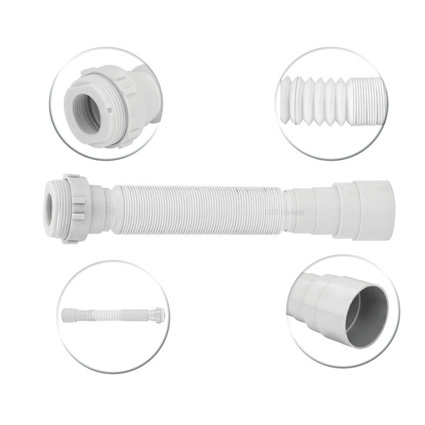 Sifão Longo Sanfonado/extensivo Universal Abs Branco 1,35m