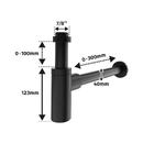 Sifão Para Banheiro Rígido em Aço Inox Preto 7/8"Equation