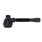 Sifão para Pia Extensível em ABS Preto 29cm com Copo Blukit