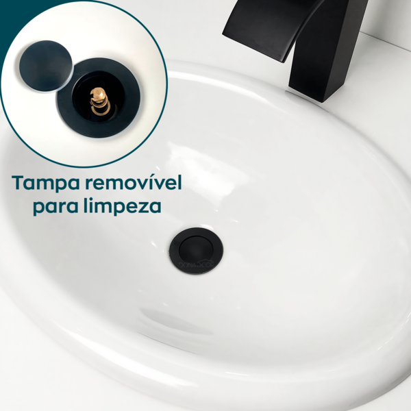 Sifão Preto Flexível De Pia Banheiro E Válvula Inox 1 1/4 Pre