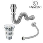 Sifão Sanfonado + Engate Flexível 40cm + Válvula Lavatório Co