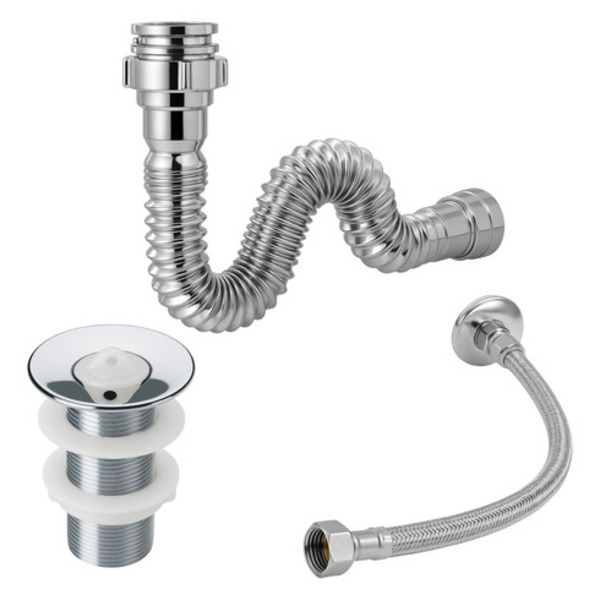 Sifão Sanfonado + Engate Flexível 40cm + Válvula Lavatório Co