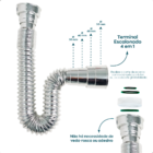 Sifão Sanfonado Cromado Engate Mangueira Flexível Inox 40cm V