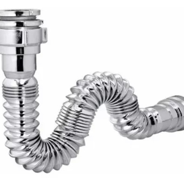 Sifão Sanfonado Flexível Cromado Pia Banheiro Tubo Ajustável