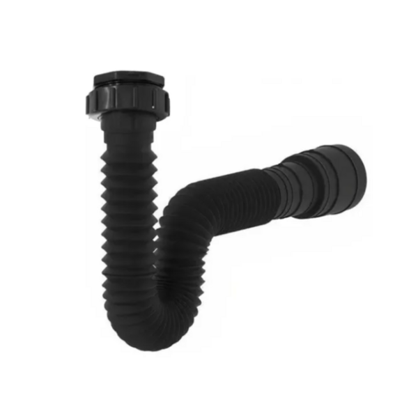 Sifão Sanfonado Flexível Preto Cozinha Pia Banheiro Tanque