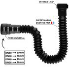 Sifão Sanfonado Universal 61cm Preto + Fita Veda Rosca