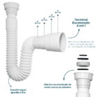 Sifão Sanfonado Universal E Engate Mangueira Flexível Inox 40