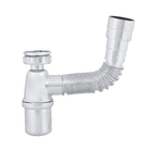 Sifão Sanfonado Universal com Copo Plástico Cromado 1", 1.1/4" e 1.1/2" 25cm Esteves