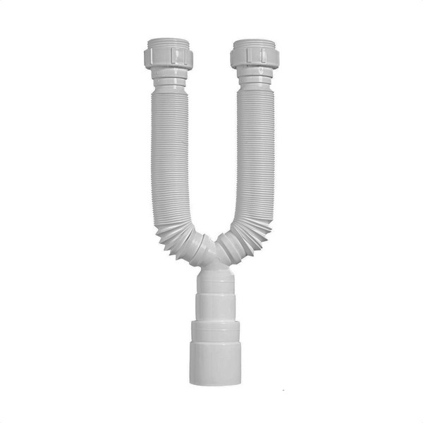 Sifão Tubo Extensível Duplo Universal Multiuso Pvc Branco