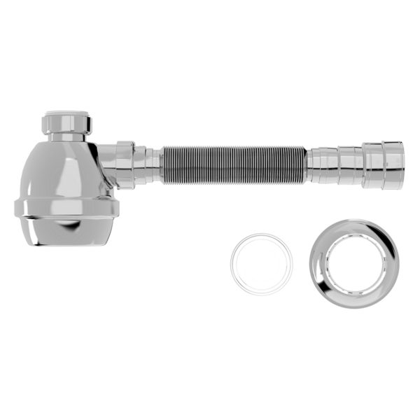 Sifão Tubo Extensivo C/copo E Canopla Blukit Cromado