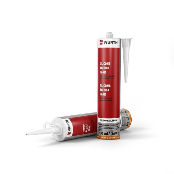 Silicone Acético Basic Wurth 280ml/269g Branco