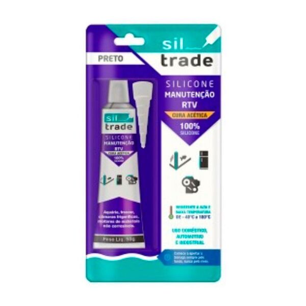 Silicone Siltrade Manutenção Aquário 50 Gramas Preto