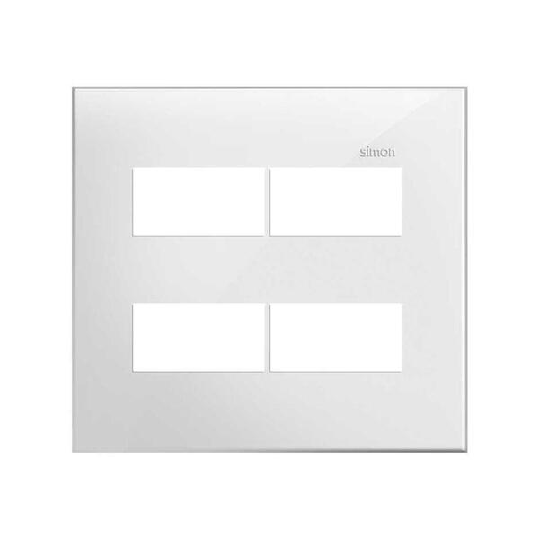Simon 35 Placa 4x4 2 Seções + 2 Seções Distanciadas Branca