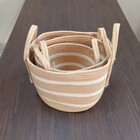 Singara Cesta Decorativa Organizadora Cachepô Tecido Bege 3 P