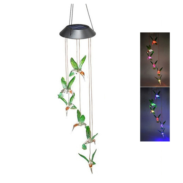Sino Dos Ventos Solar Beija-flor Led Jardim Varanda Decoraçao