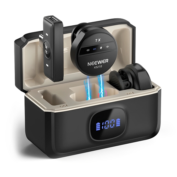 Sistema Microfone Sem Fio Neewer Km18 Usb C Lapela Preto