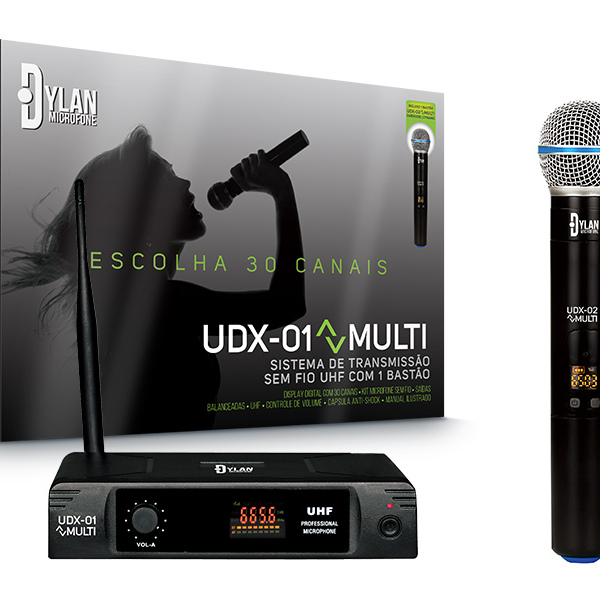 Sistema Sem Fio Uhf Com 1 Microfone De Mão Com 30 Canais Udx-