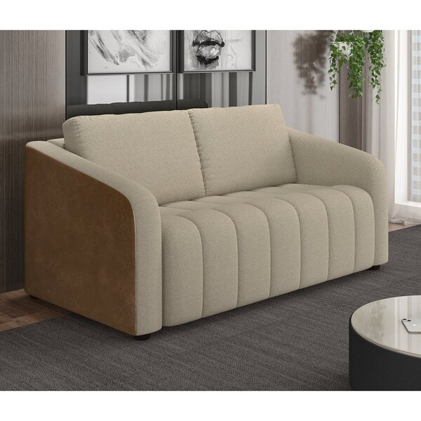 Sofá 02 Lugares Com Assento Fixo E Encosto Com Almofadas Solt