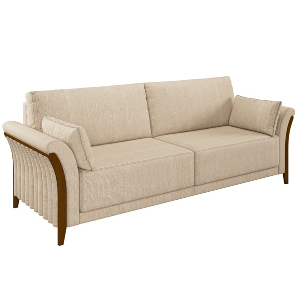 Sofá 02 Lugares Para Sala De Estar Pés Em Madeira 162 Cm Stef