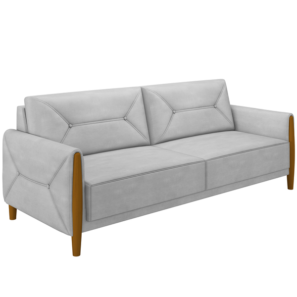 Sofá 02 Lugares Para Sala De Estar Pés Em Madeira 165 Cm Beri