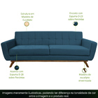 Sofá 03 Lugares 180cm Sala De Estar Miami Veludo Azul - Casae