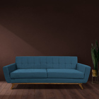 Sofá 03 Lugares 180cm Sala De Estar Miami Veludo Azul - Casae