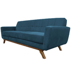 Sofá 03 Lugares 180cm Sala De Estar Miami Veludo Azul - Casae