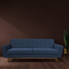 Sofá 03 Lugares 180cm Sala De Estar Miami Veludo Azul Escuro