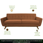 Sofá 03 Lugares 180cm Sala De Estar Miami Veludo Camel - Next