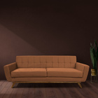 Sofá 03 Lugares 180cm Sala De Estar Miami Veludo Camel - Next