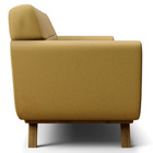 Sofá 03 Lugares 210 Cm Com Base De Madeira Veludo Amarelo