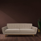 Sofá 03 Lugares 210cm Miami Base Madeira Veludo Bege - Nexta