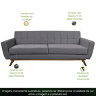 Sofá 03 Lugares 210cm Miami Base Madeira Veludo Cinza - Nexta