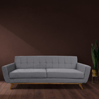 Sofá 03 Lugares 210cm Miami Base Madeira Veludo Cinza - Nexta