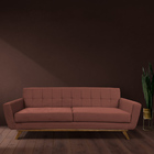 Sofá 03 Lugares 210cm Miami Base Madeira Veludo Terracota - N