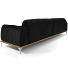 Sofá 03 Lugares 230 Cm Molino Pés Alumínio Suede Preto