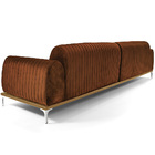 Sofá 03 Lugares 230 Cm Molino Pés Alumínio Veludo Camel