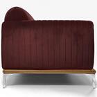 Sofá 03 Lugares 230 Cm Molino Pés Alumínio Veludo Marsala