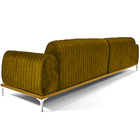 Sofá 03 Lugares 230 Cm Molino Pés Alumínio Veludo Mostard