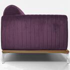 Sofá 03 Lugares 230 Cm Molino Pés Alumínio Veludo Roxo